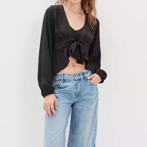 NWT American Eagle Silky Tie-Front Blouse